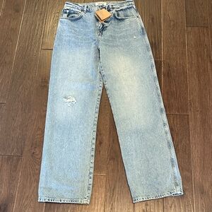 Reformation Val 90’s Mid Rise Straight Jeans Rigid Denim